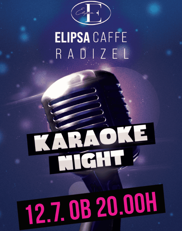 Plakat za dogodek Karaoke Party v Elipsa Caffe, 12.7.